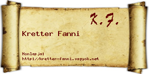 Kretter Fanni névjegykártya